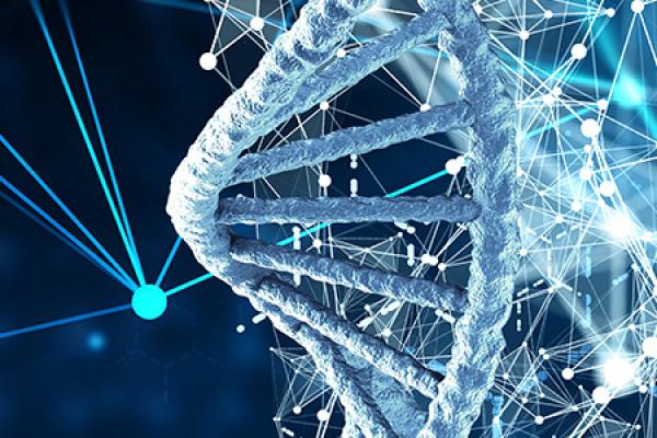 Banner with advanced material technology illustrating biotech